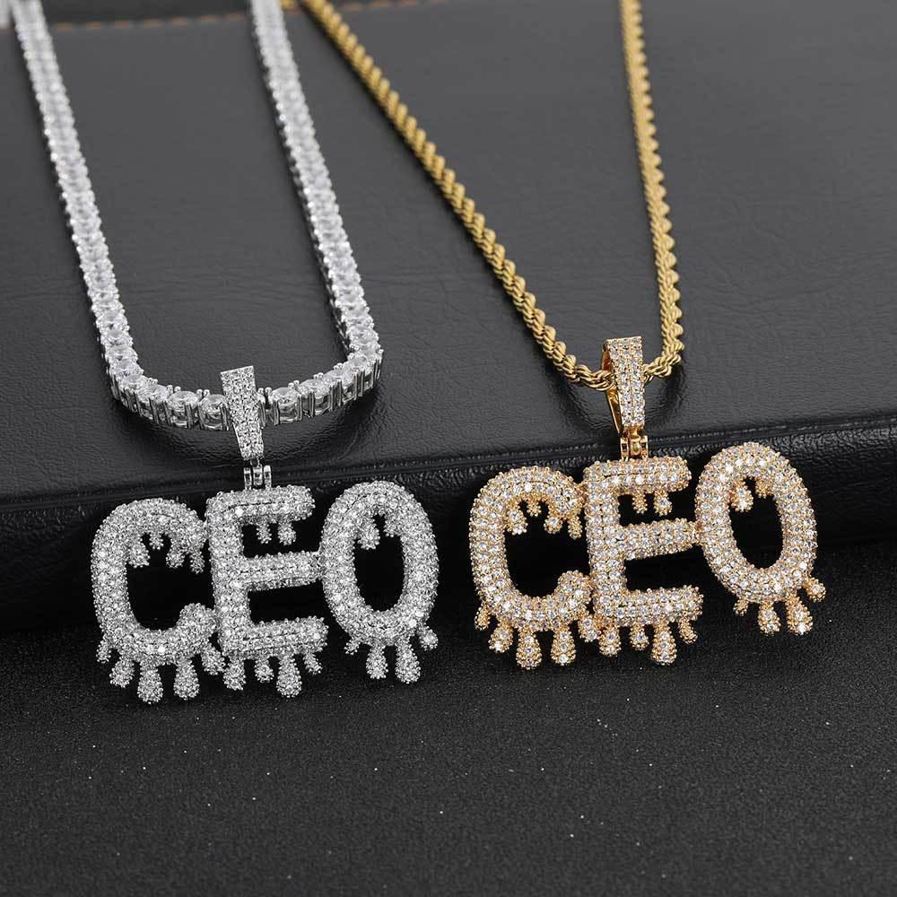 Drop-Shaped Letter and Number Pendant Necklace for Men | DIY Customizable Hip Hop Jewelry | Caratix Jewelry - CaratixJewelry